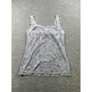 Vintage White House Black Market Size S Brownfloral Lace‎ Trim Tank Y2K 90S